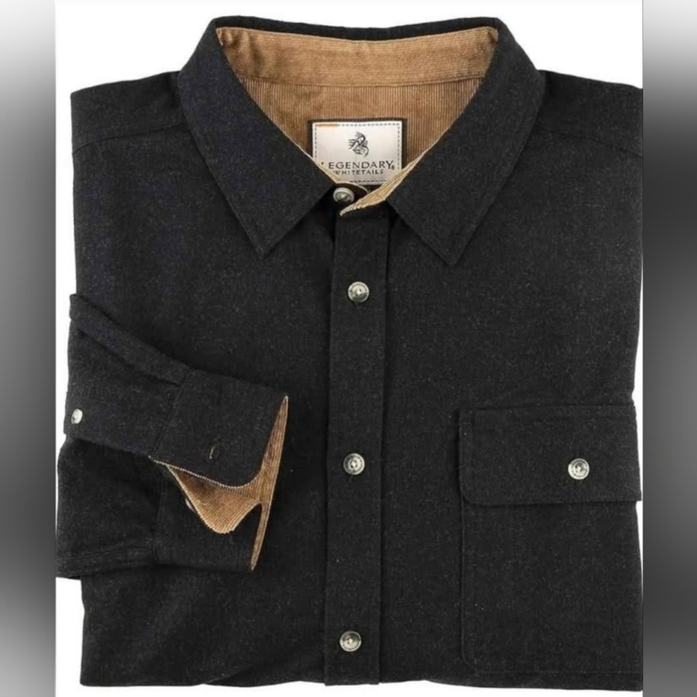 New Men's Legendary Whitetails Black Flannel Shirt